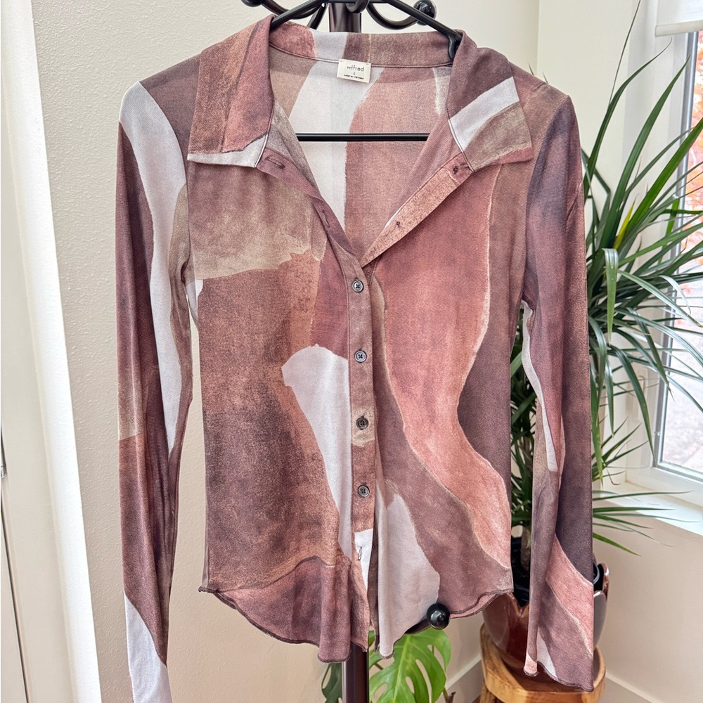Aritzia sheer mesh long sleeve top